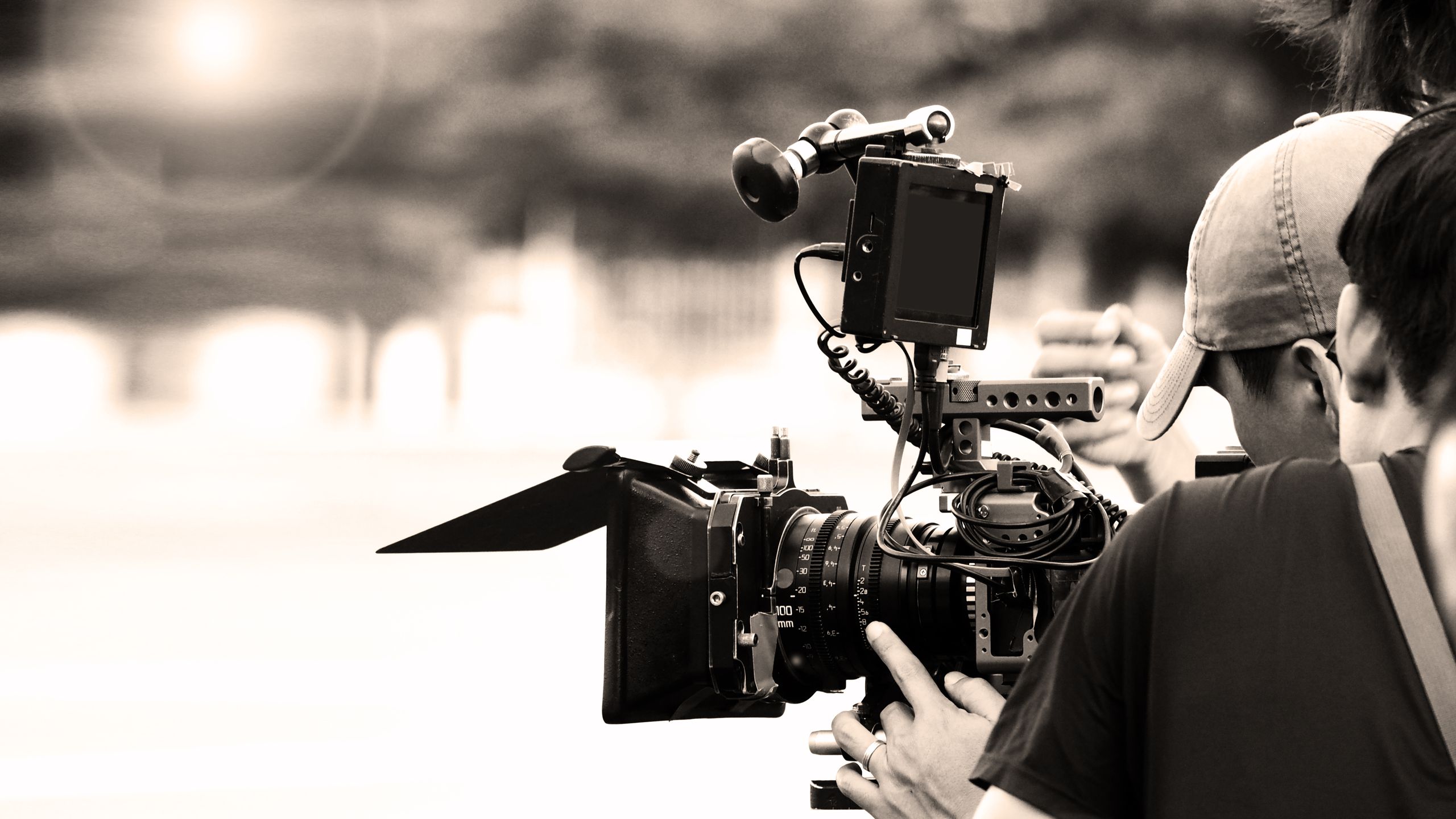 A camera operator at work on a film set