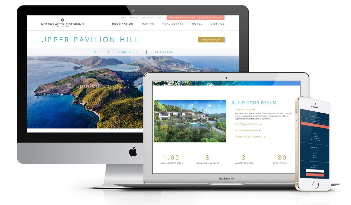 Christophe Harbour digital platform across desktop, laptop and mobile