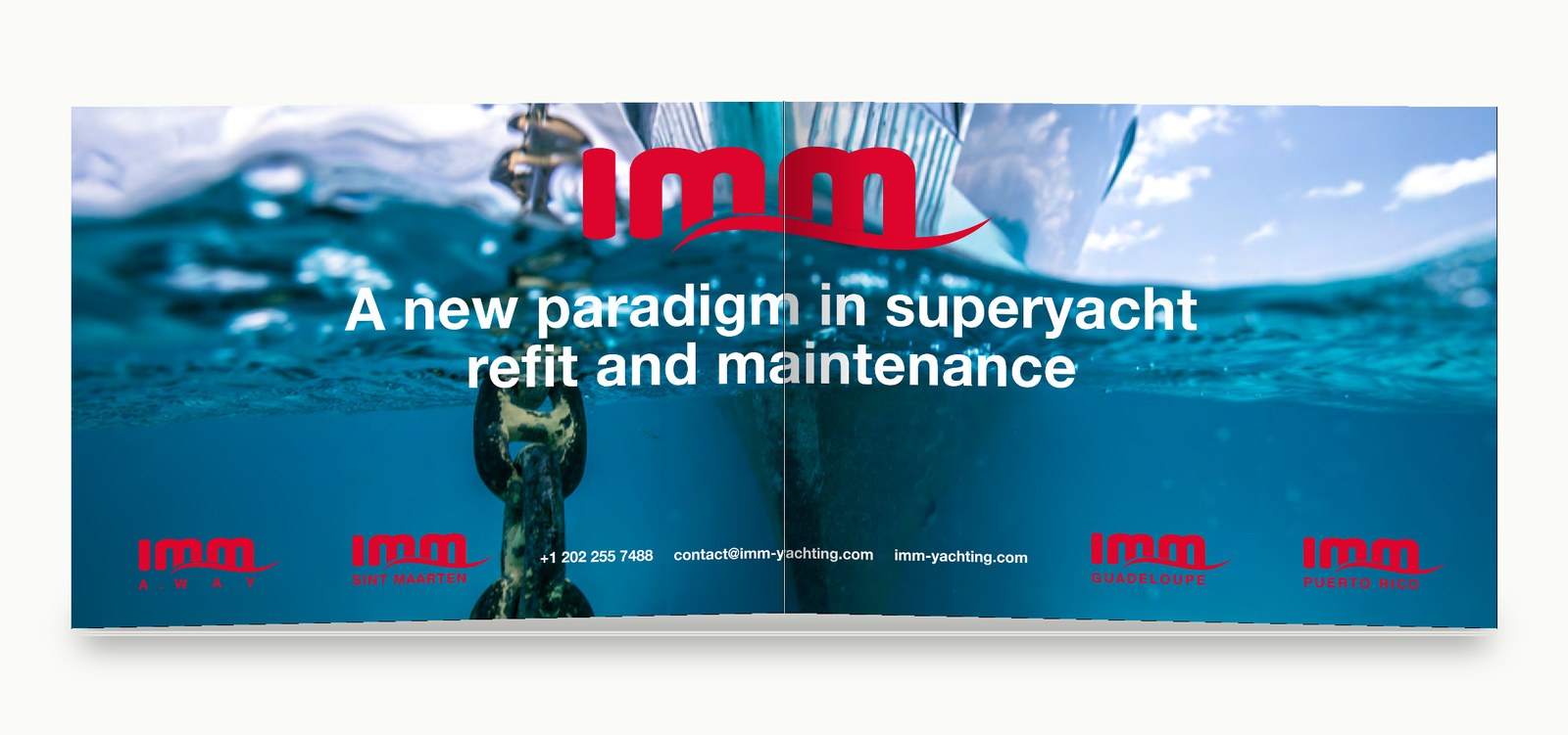IMM magazine double-page spread — a new paradigm in superyacht refit and maintenance