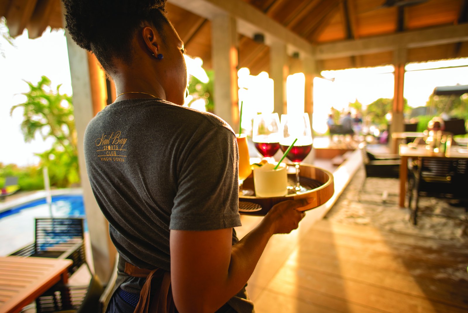 Service at Sugarcane restaurant, Virgin Gorda